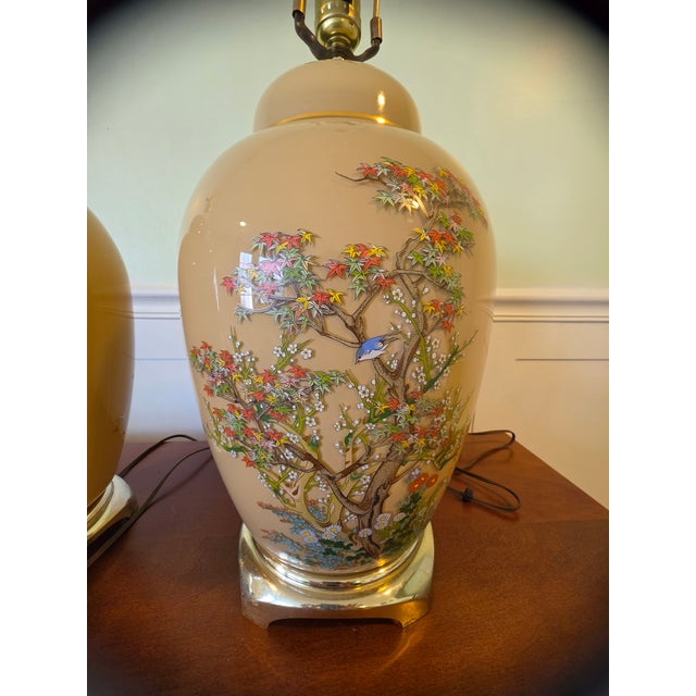 Vintage 1983 Chinoiserie Ginger Jar Table Lamps - Matching Pair by Cycle II Corp For Sale - Image 14 of 16