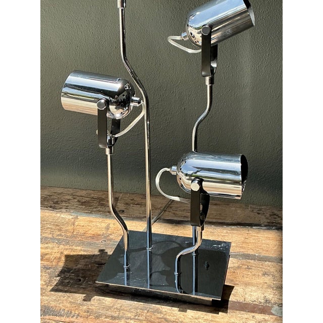 Late 20th Century Vintage Van Teal Industrial Chrome Multi-Light Lamp For Sale - Image 5 of 13