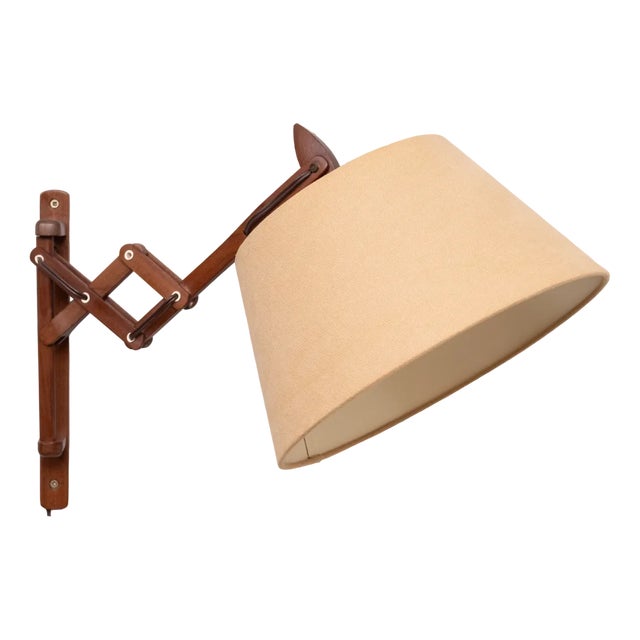 Teak Scissor Wall Lamp, the Netherlands, 1960s For Sale