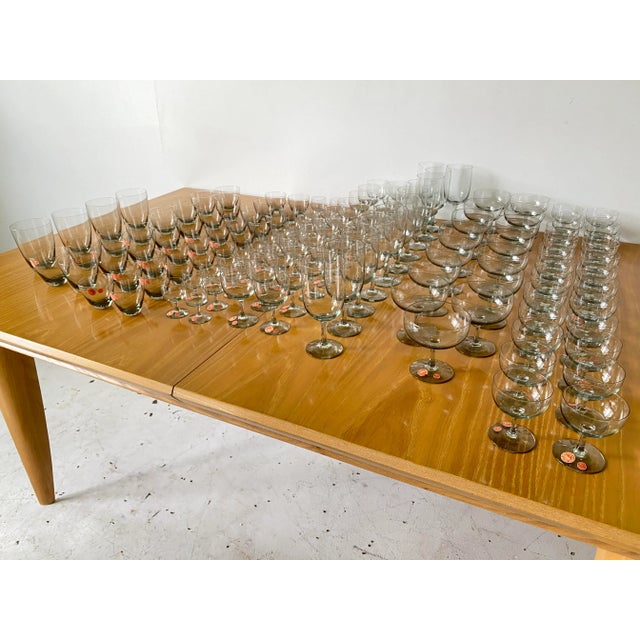Vintage 1950s Holmegaard Denmark Elsinore Smoke Glass Cordials Stemware - Set of 8 For Sale - Image 9 of 10