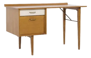 Milo Baughman for Murray Mid Century Maple and Brass Desk