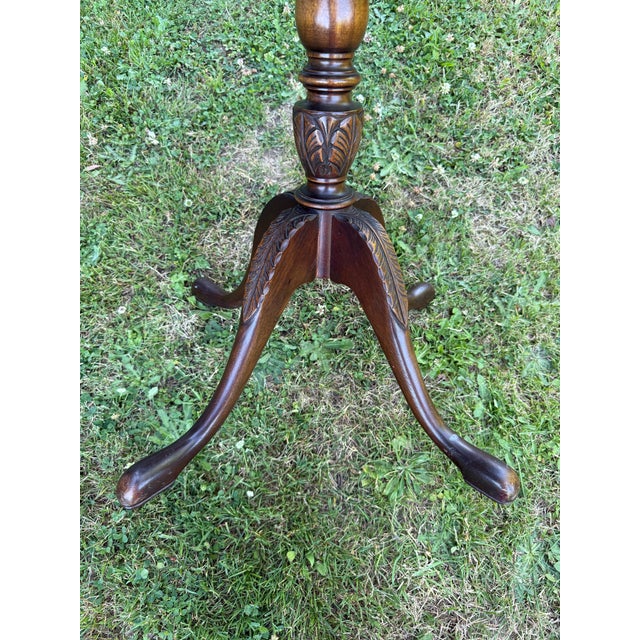 Vintage Mahogany Carved Base Side Table For Sale - Image 4 of 12