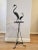 1940s French Mid-Century Japanesque Bronze Crane Bird Sculptures on Wrought Iron Pedestal - Zen Garden Statue For Sale - Image 11 of 11