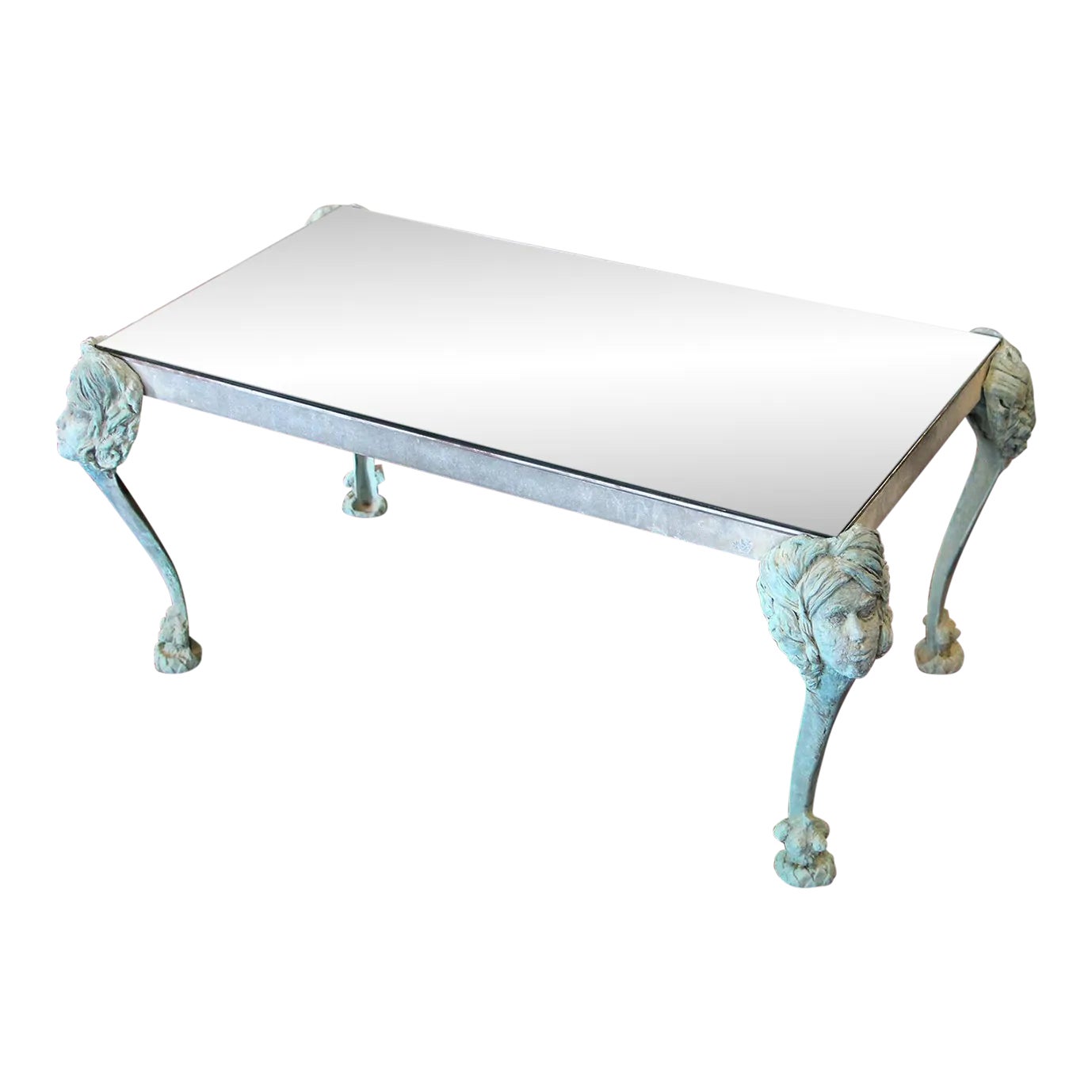 1960s Modern Art Zoomorphic Mirrored Bronze Coffee Table, Signed | Chairish