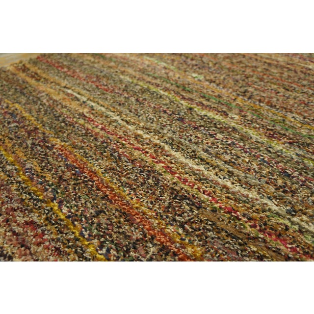 1920s Multi Brown Stripe Antique American Shaker Rug 3' X 23'3" Knotted Pile Wool Carpet For Sale - Image 12 of 17