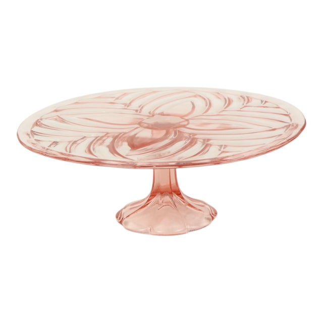 Glass Art Deco Pink Cake Plate from Val Saint Lambert, 1930s For Sale - Image 7 of 15