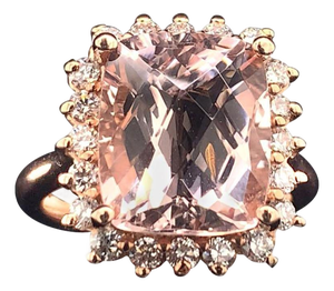 Tourmaline Rubellite Diamond Ring 14k Rose Gold 7.45 TCW Certified, Size 6.5