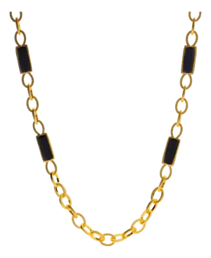 Versatile Glow Black Cat Eye Gold Long Necklace