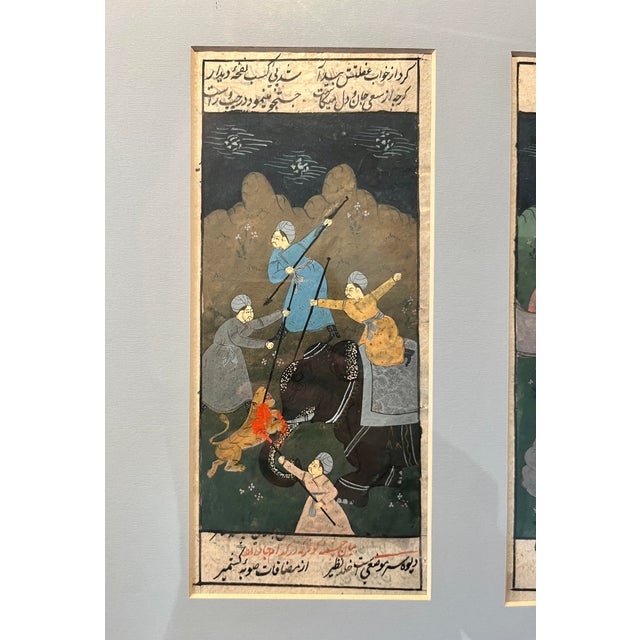 Persian 19th Century Original Antique Persian Miniature Painting & Calligraphy Framed For Sale - Image 3 of 8