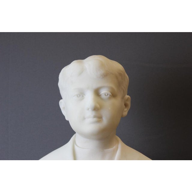 Bust of Young Man, 1931, Carrara Marble For Sale - Image 10 of 14
