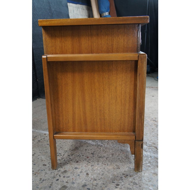 Mid Century Chinoiserie Walnut Burl Triple Dresser & Mirror Credenza Buffet MCM For Sale - Image 9 of 13