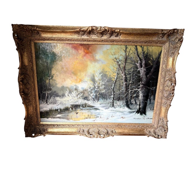 1900 - 1909 Vintage Landscape Oil Painting For Sale - Image 5 of 5