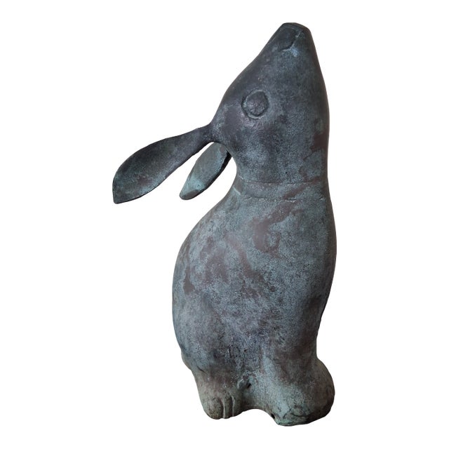 Vintage Bronze "Moon Gazing Rabbit" Statue For Sale