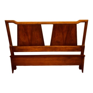 Vintage Mid Century Modern Walnut Bassett Headboard and Footboard - 2 Pieces For Sale