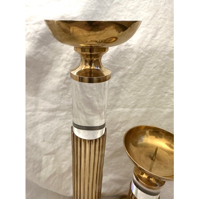 Vintage Dolbi Cashier Brass/Lucite Candleholders a pair. Beautiful pair that shine in the sunlight. Great patina with the...