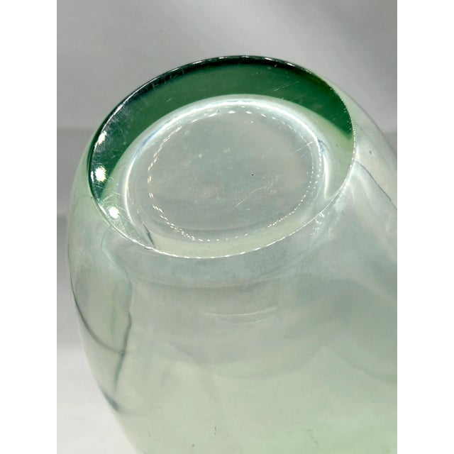 1970s La Murrina Signed Murano Hand-Blown Green Art Glass Vase For Sale - Image 9 of 10