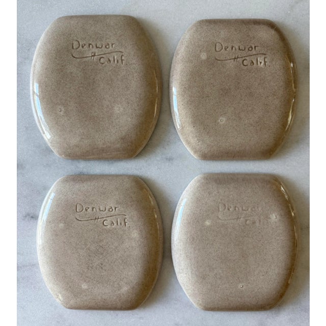 Ceramic Set of 4 Mid Century Denwar California Pottery Plates For Sale - Image 7 of 10