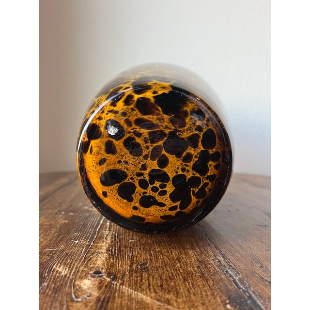 Vintage Amber, Gold and Brown Tortoise Art Glass Vase in the Style of Murano For Sale In Dallas - Image 6 of 9