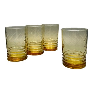 Vintage Mid-Century Modern Libbey “Malibu Gold” Amber Juice Glasses - Set of 4 For Sale