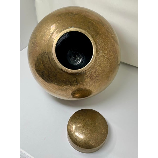Gary McCloy Ceramic Gold-Bronze Glazed Ginger Jar Vase 1980s For Sale In Palm Springs - Image 6 of 12