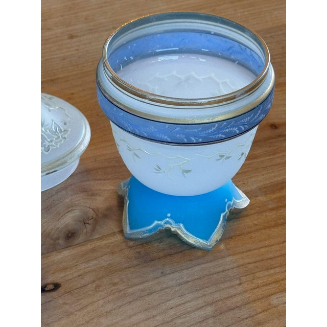 Blue 19th Century French Blue Opaline Dresser Jar With Tulip Finial For Sale - Image 8 of 8