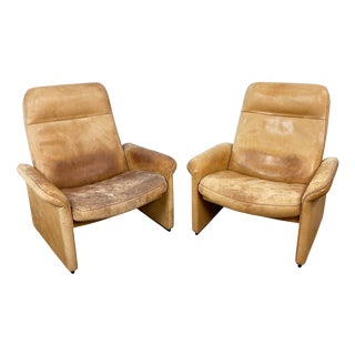 Mid-Century Swiss DS-50 Leather Lounge Chairs by de Sede, 1970s, Set of 2 For Sale