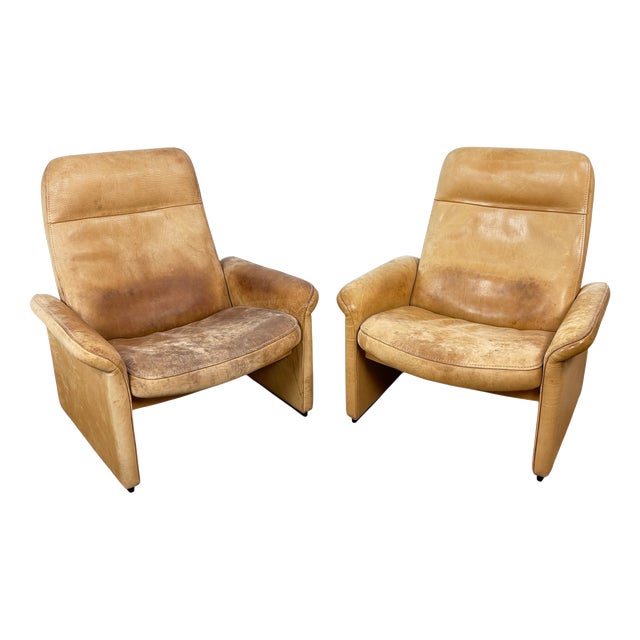 Mid-Century Swiss DS-50 Leather Lounge Chairs by de Sede, 1970s, Set of 2 For Sale
