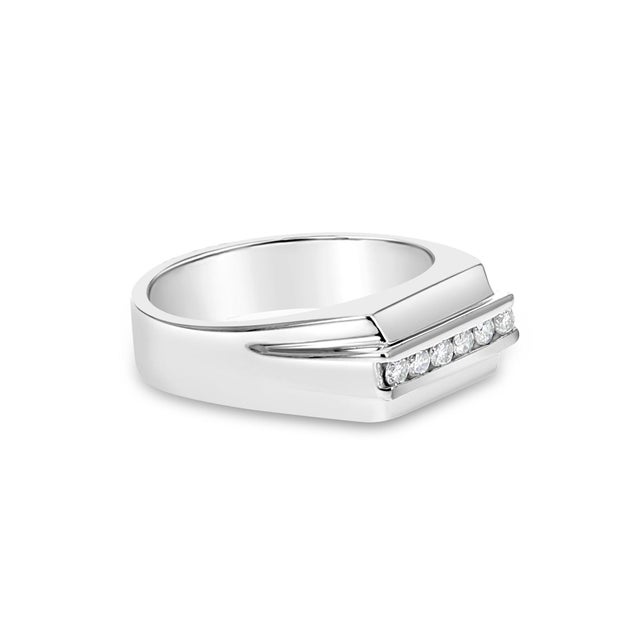 Contemporary Mens Diamond Wedding Band .23cttw 14k White Gold, Size 10.5 For Sale - Image 3 of 4