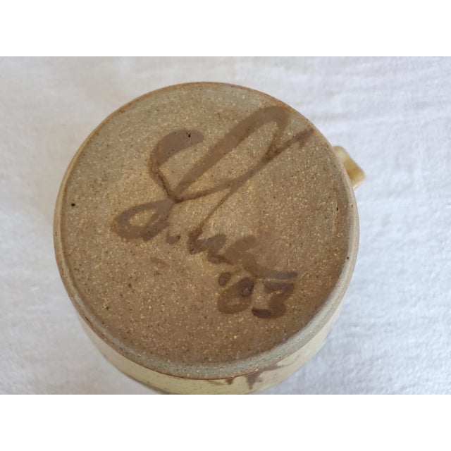 Ceramic 1980s Studio Pottery Blue Ceramic Stoneware Pitcher For Sale - Image 7 of 8