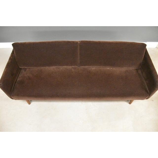 1950s 1950s Mid Century Modern 81.5” Brown Mohair Sofa For Sale - Image 5 of 10
