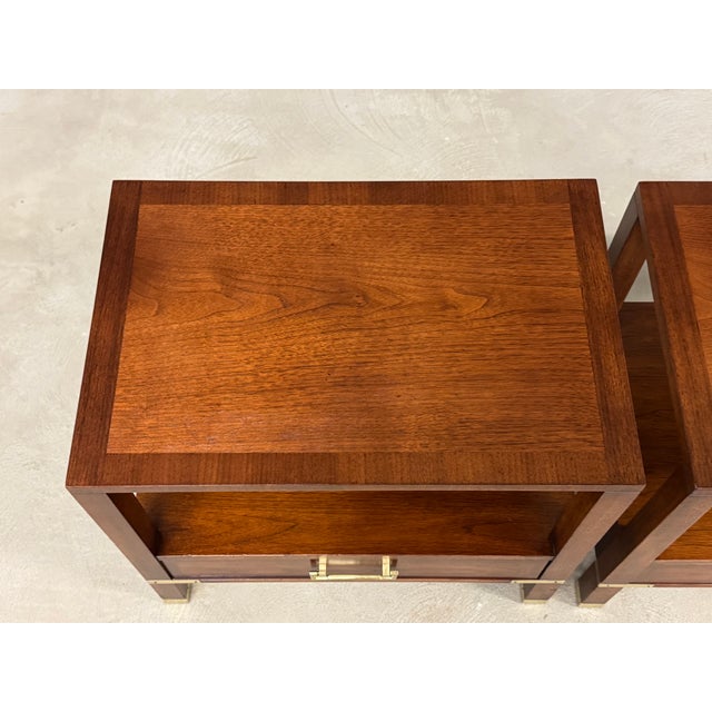 Refinished Walnut Nightstands by Sligh Baker - A Pair For Sale - Image 4 of 10