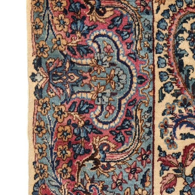 Antique Middle Eastern Kerman Laver Rug in Cotton & Wool For Sale - Image 6 of 11