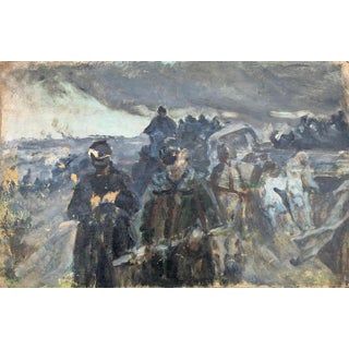 Battle Oil Painting, Ukrainian Artist Sokolovsky, 1970s 31-47 For Sale