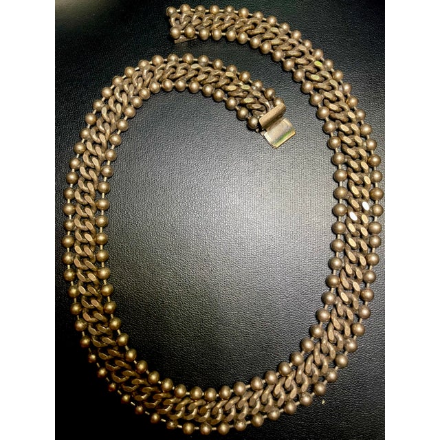 Mid-Century Modern MCM Multi-Row Ball and Curb Link Collar Necklace in Classic Style of Fashion Houses Such as Coro or Rousselet. For Sale - Image 3 of 5