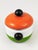 Orange, White and Green Enameled Pot with Lid attributed to Carl Auböck, Austria, 1970s For Sale - Image 11 of 13