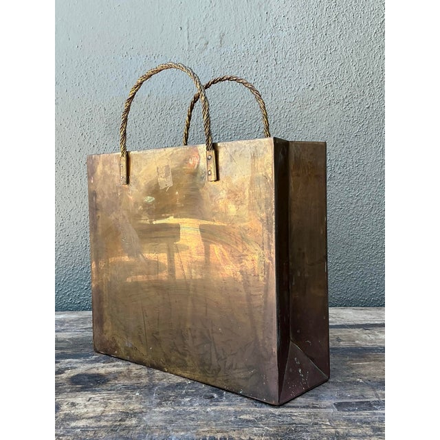 Vintage Brass Shopping Bag For Sale - Image 9 of 12