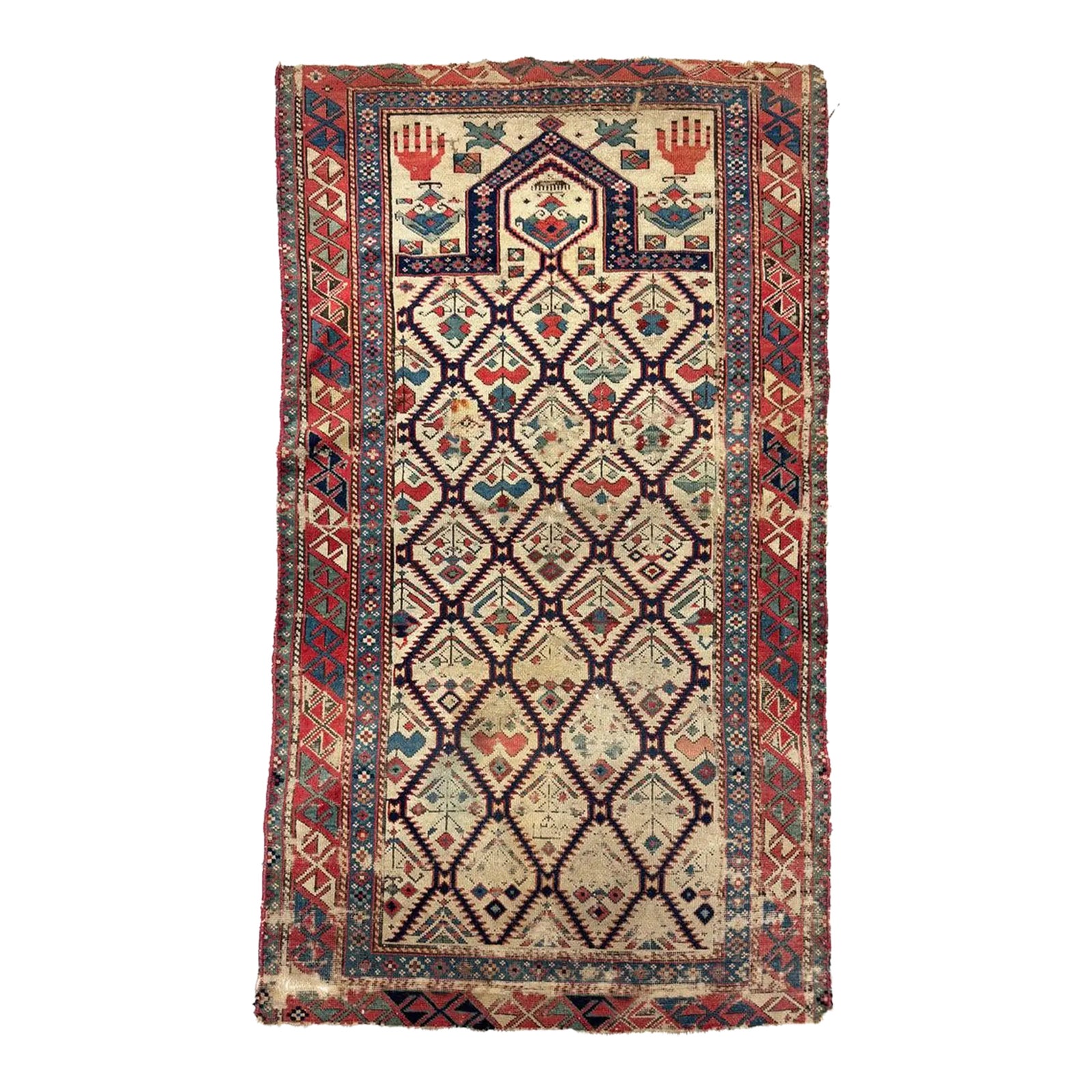 19th CENTURY Antique Shirvan Prayer Rug 2.6 x 5 | Chairish