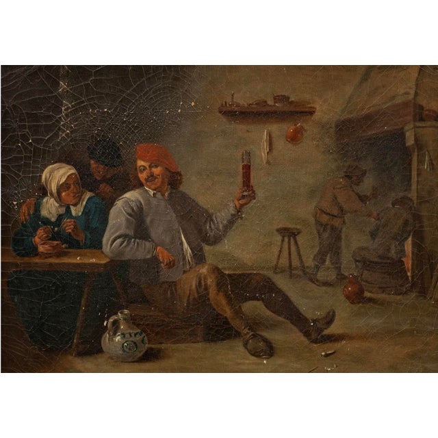 English Antique English Interior Tavern Scene Oil Painting For Sale - Image 3 of 3