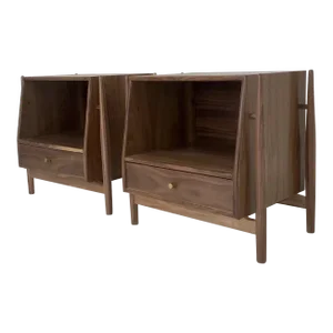 Made to Order Sculptural Nighstands in Walnut- Pair