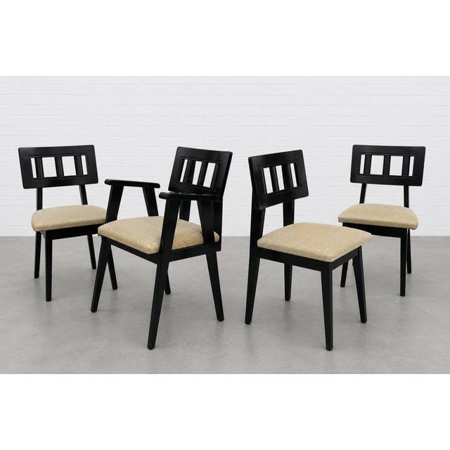 Ebonized Mid Century Modern Dining Chairs, C. 1950's, Set/4 For Sale - Image 9 of 12