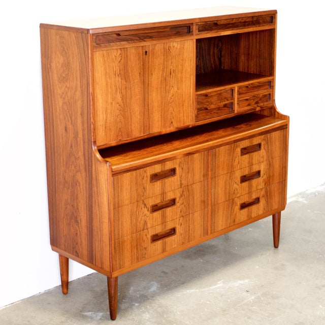 Wood Rosewood Secretary Desk & Bar Cabinet, in the Style of Brdr. Larsen Møbelfabrik For Sale - Image 7 of 18