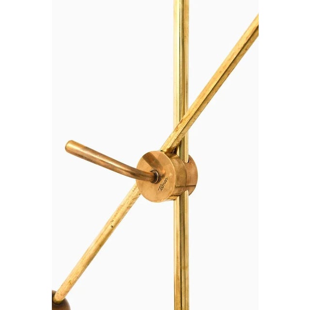 Gold Floor Lamps in White Lacquered Metal and Brass attributed to Tapio Wirkkala, 1950s, Set of 2 For Sale - Image 8 of 9