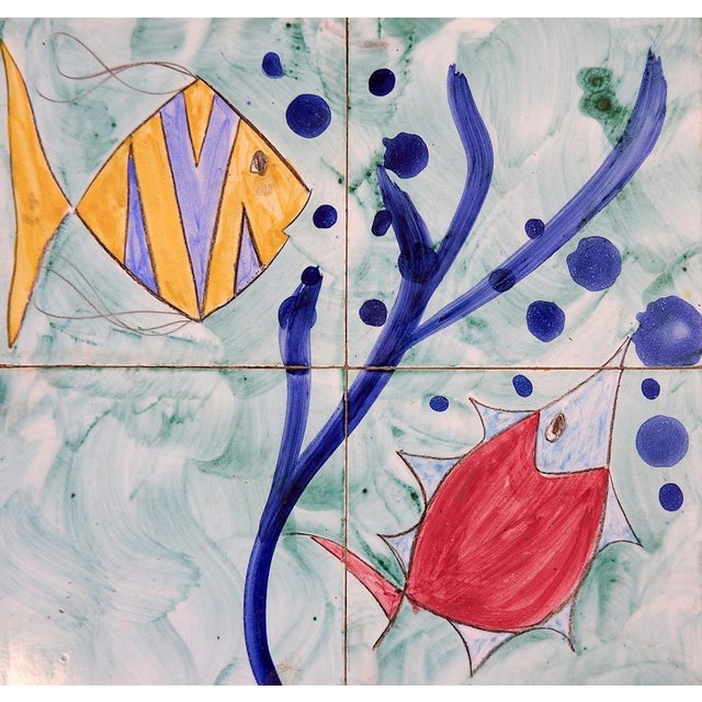 French Coffee Table with Ceramic Top by C. De Savigny, 1950s For Sale - Image 3 of 7