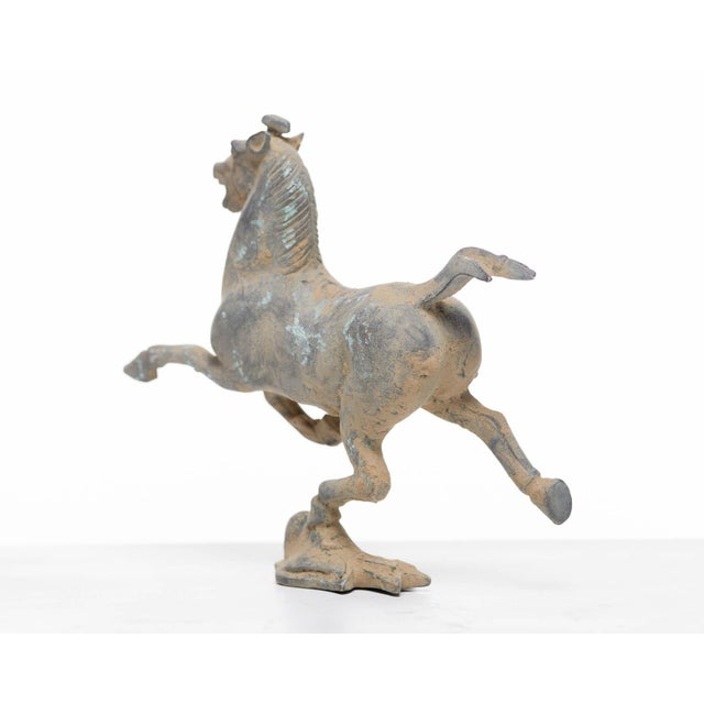Lawrence & Scott Verdigris Bronze Galloping Horse on Flying Swallow