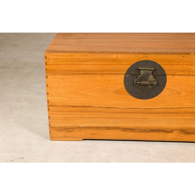 Vintage Chinese Pine Blanket Chest or Coffee Table with Brass Hardware For Sale - Image 15 of 18