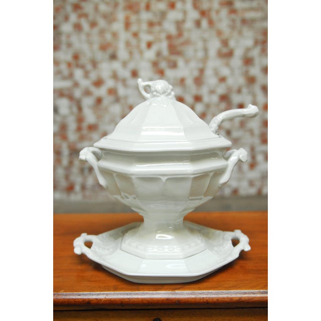 Porcelain Ironstone Soup Tureen with Ladle by Red Cliff Chairish