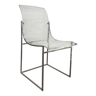 Mid 20th Century Milo Baughman for Thayer Coggin Attributed Chrome and Lucite Dining Chair, 1 of 4 For Sale