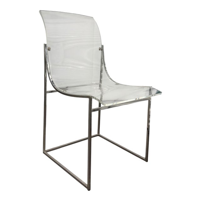 Mid 20th Century Milo Baughman for Thayer Coggin Attributed Chrome and Lucite Dining Chair, 1 of 4 For Sale