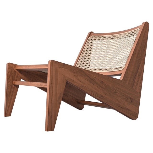 Brown Kangaroo Armchairs in Wood and Wicker by Pierre Jeanneret for Cassina, Set of 2 For Sale - Image 8 of 8