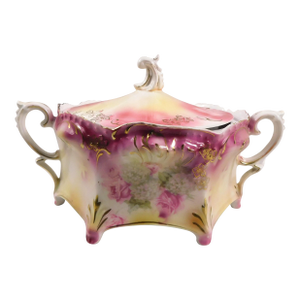 1940s Reinhold Schlegelmilch Pink Footed Covered Biscuit Jar